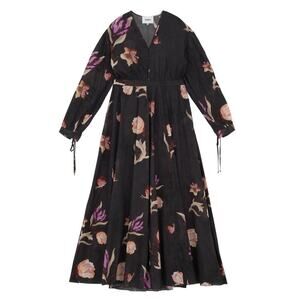Nanushka Hazel Balloon Sleeve Maxi Dress Intarzia Flower